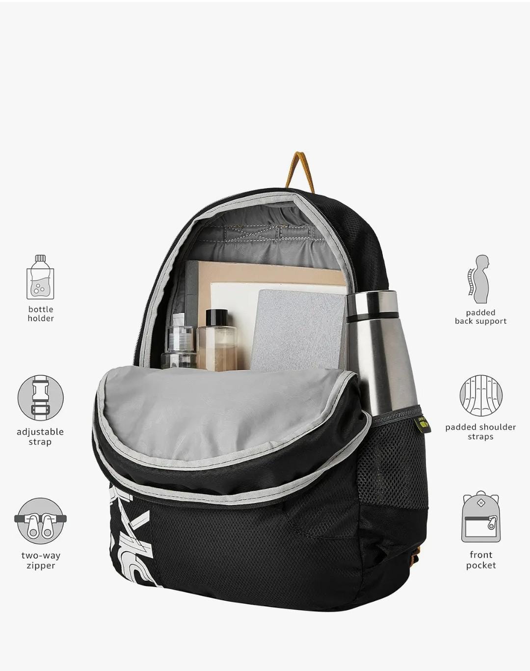 Skybags Casual Backpack 28L, 2 Main Compartments, Bottle Pocket, Front Pocket, Padded Shoulder Strap