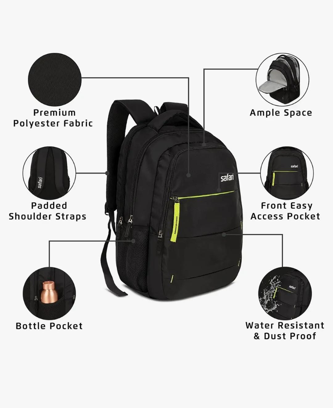 Safari Snap 35 Ltrs Large Laptop Backpack With 3 Compartments