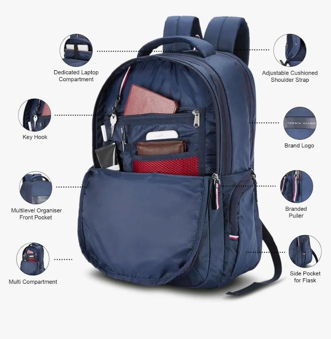 Tommy Hilfiger Joshua 21 Ltrs Navy Laptop Backpack (TH/JOSHUALAP08)