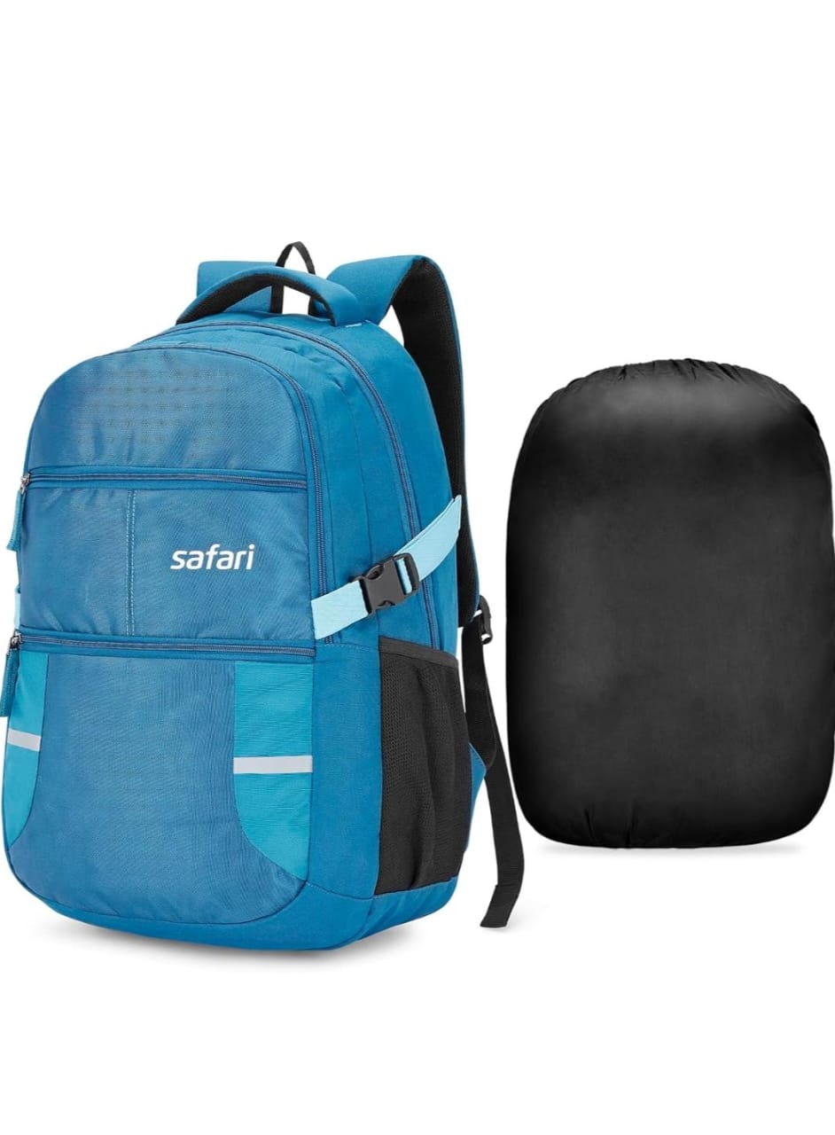 Safari Omega spacious/large laptop backpack with Raincover, college bag, travel bag for men and women, Teal, 30 Litre