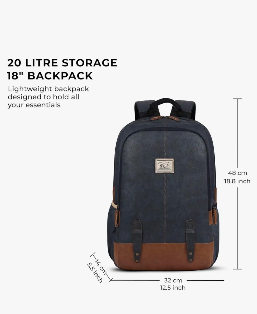 Gear Classic 20L Small Faux Leather Water Resistant Anti Theft Laptop Backpack