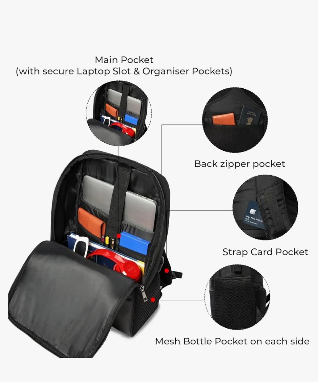 DEIN KLEIDER Falcon Anti Theft 15.6 Inch Smart Tech Laptop Backpack with 100% Waterproof fabric USB Charging Port and Anti Theft Pocket & Accessories Organiser for Men Women Boys Girls