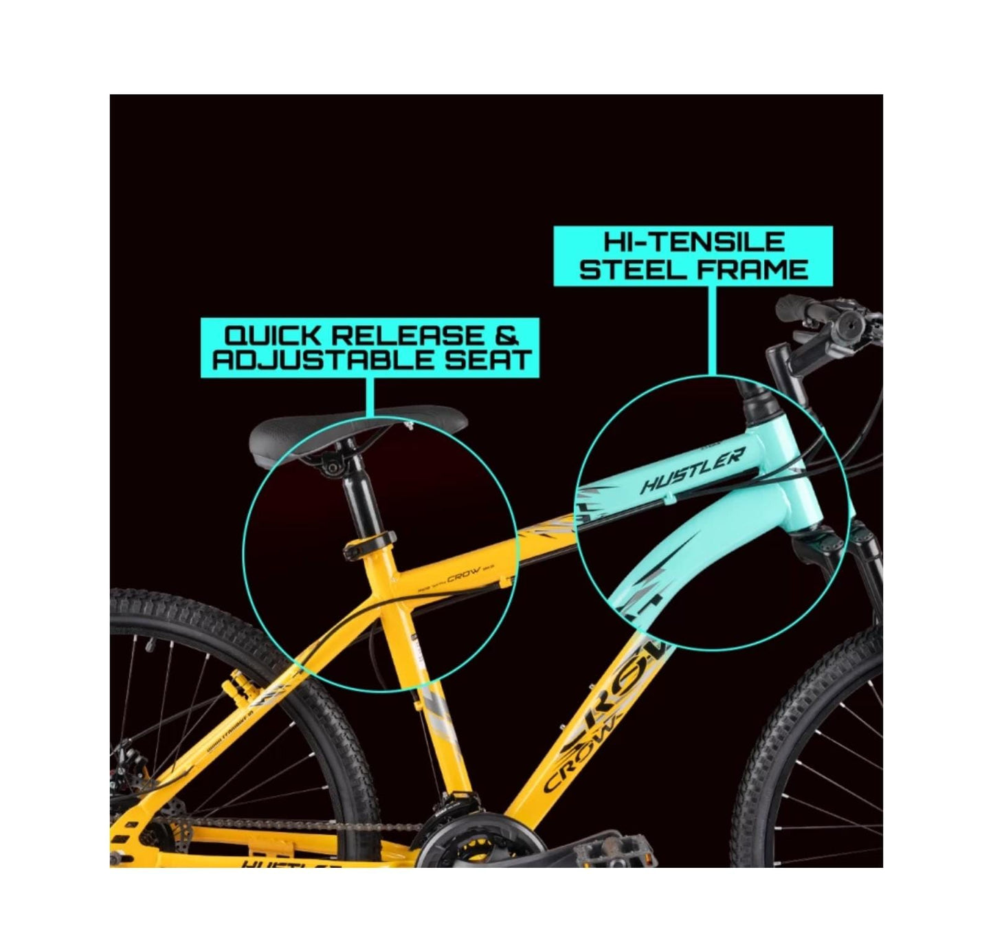 Crow HUSTLER 21 SPEED | DUAL DISC | FRONT SUSPENSION | FULLY FITTED 26 T Mountain Cycle (21 Gear, Multicolor, Dual Suspension)