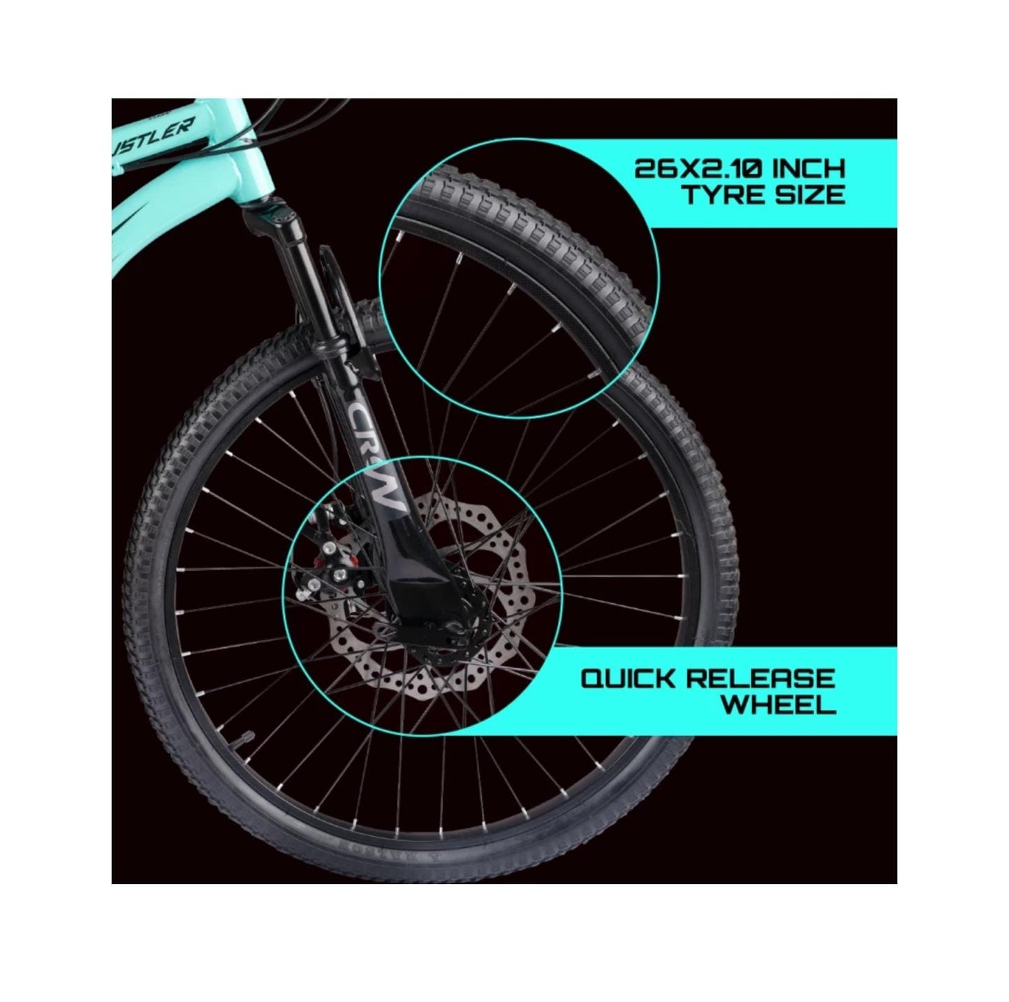 Crow HUSTLER 21 SPEED | DUAL DISC | FRONT SUSPENSION | FULLY FITTED 26 T Mountain Cycle (21 Gear, Multicolor, Dual Suspension)
