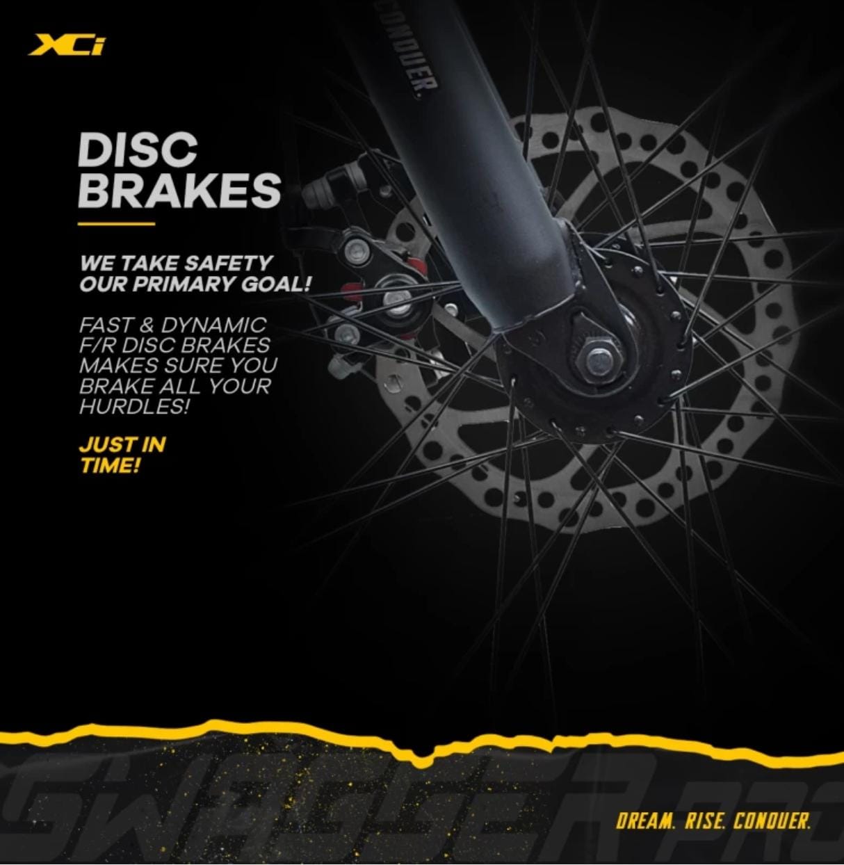 XCi Swagger Pro Shimano Geared for Men TUF SHOX Suspension 26 T Mountain Cycle (21 Gear, Black, Yellow, Only Front Suspension)