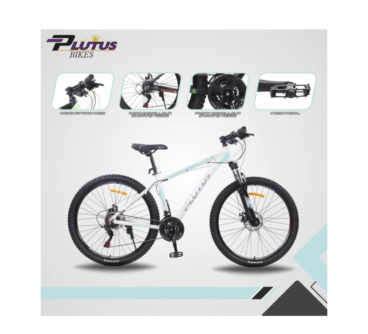 PLUTUS Furion Dual Disc Brake, Alloy Frame Cycle for Adults 27.5 T Mountain Cycle (21 Gear, White, Only Front Suspension)