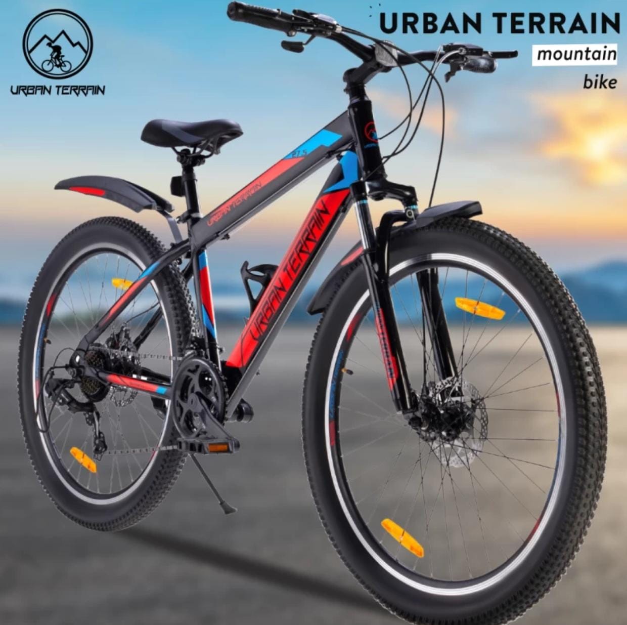 Urban Terrain Mountain Bike Shimano Geared Cycles for Men with Dual Disc Brake MTB UT2000 27.5 T Road Cycle (21 Gear, Red, Only Front Suspension)