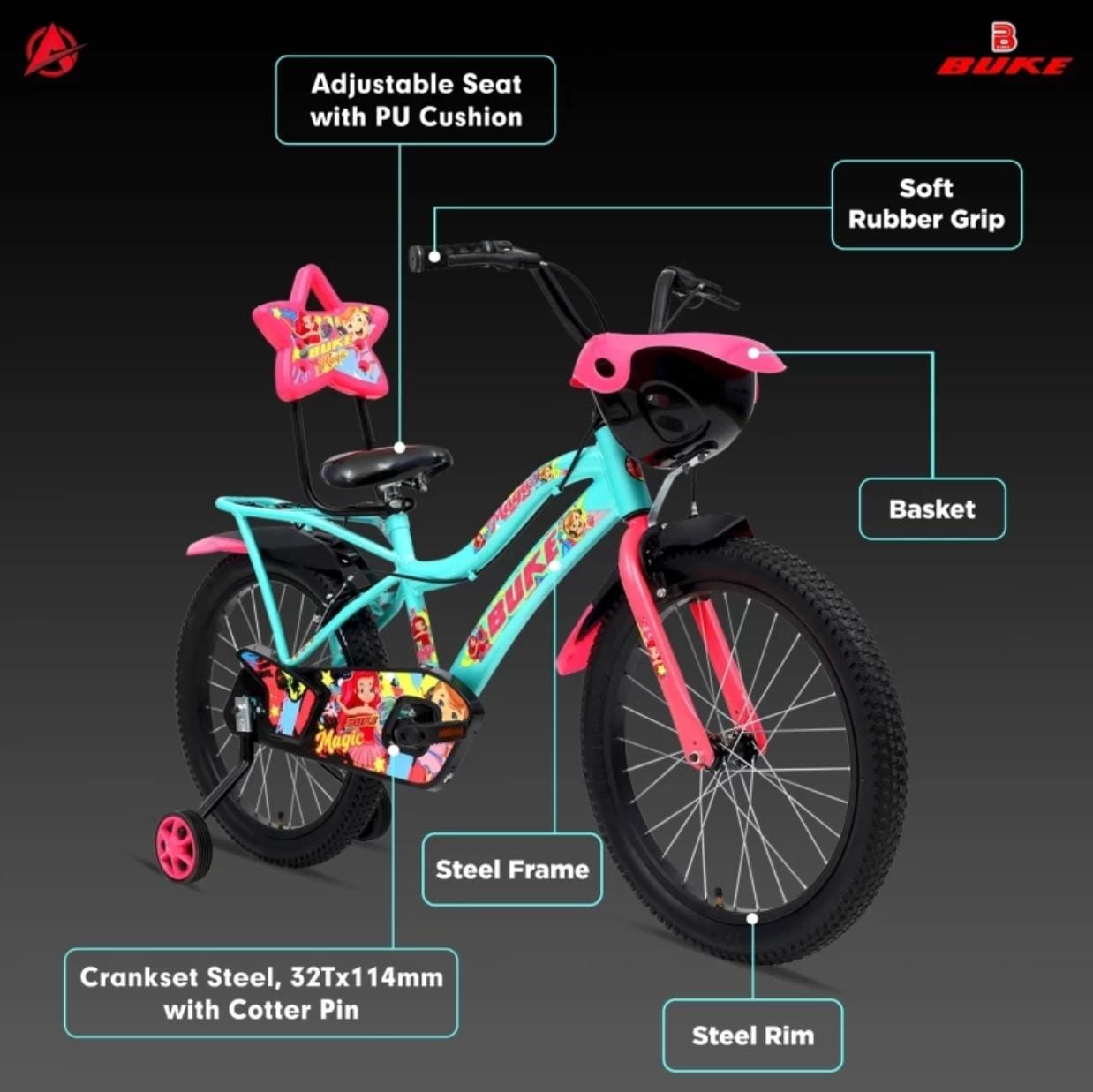 AVON Buke Magic 20T City Bike | 10Inch Frame Broad Tyres 20T City Bike 20 T Hybrid Cycle/City Bike (Single Speed, Green, Pink, Rigid)