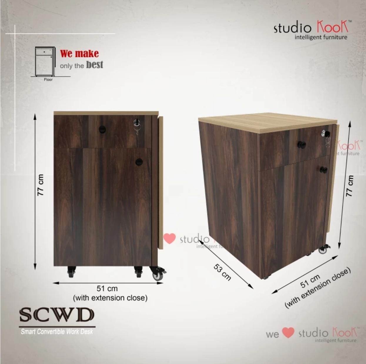 Studio Kook Smart Convertible Desk Engineered Wood Computer Desk (Modular, Finish Color - Junglewood, Pre-assembled)