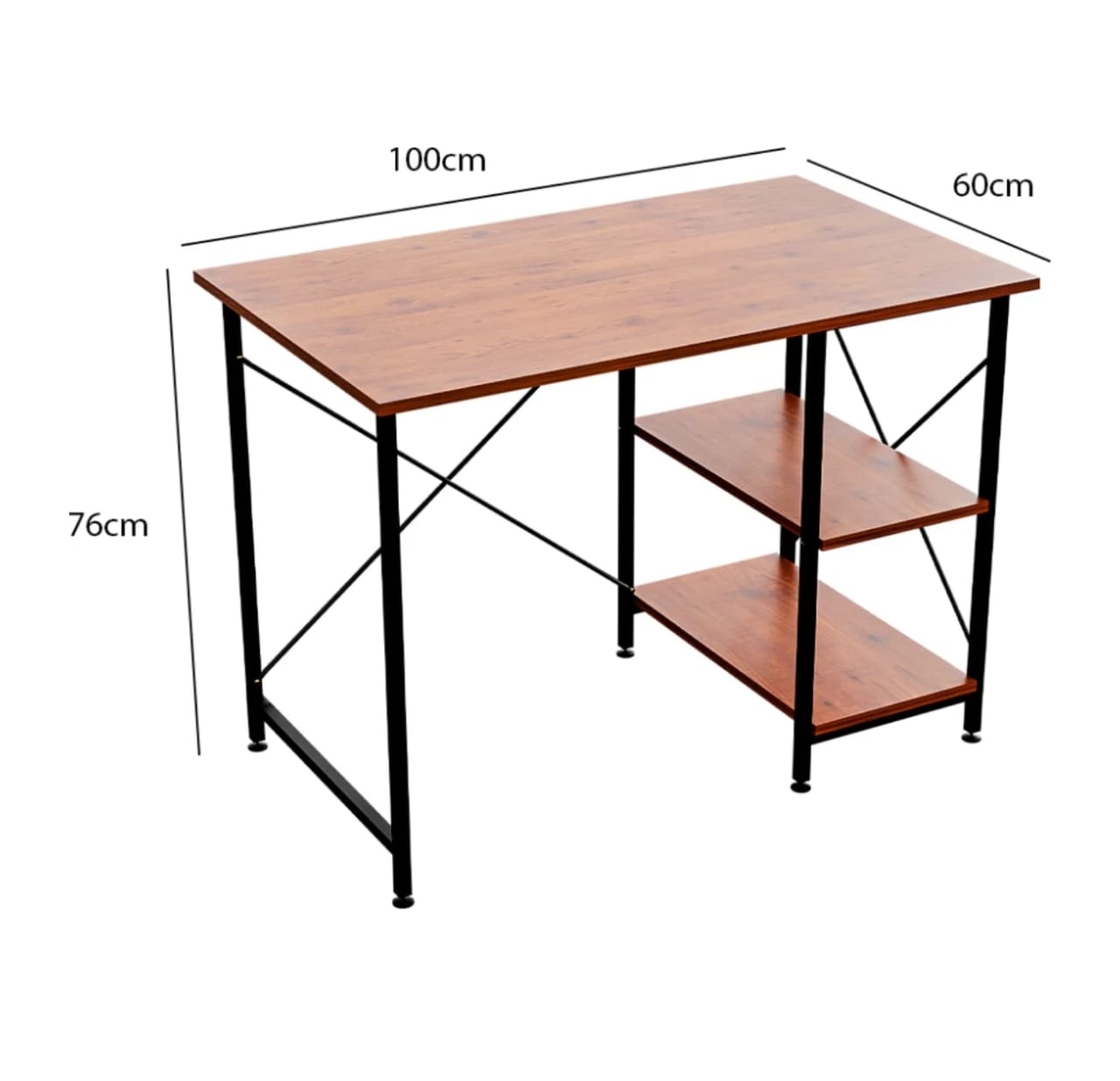 furlay Engineered Wood Study Table (Free Standing, Finish Color - Black, Walnut Shelf, Large Size 100x60CM, DIY (Do-It-Yourself))