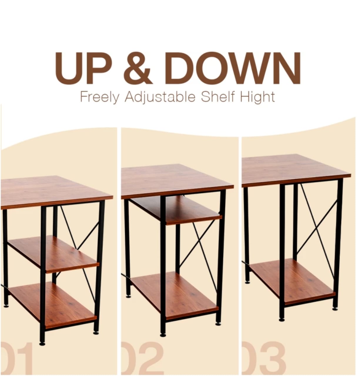 furlay Engineered Wood Study Table (Free Standing, Finish Color - Black, Walnut Shelf, Large Size 100x60CM, DIY (Do-It-Yourself))