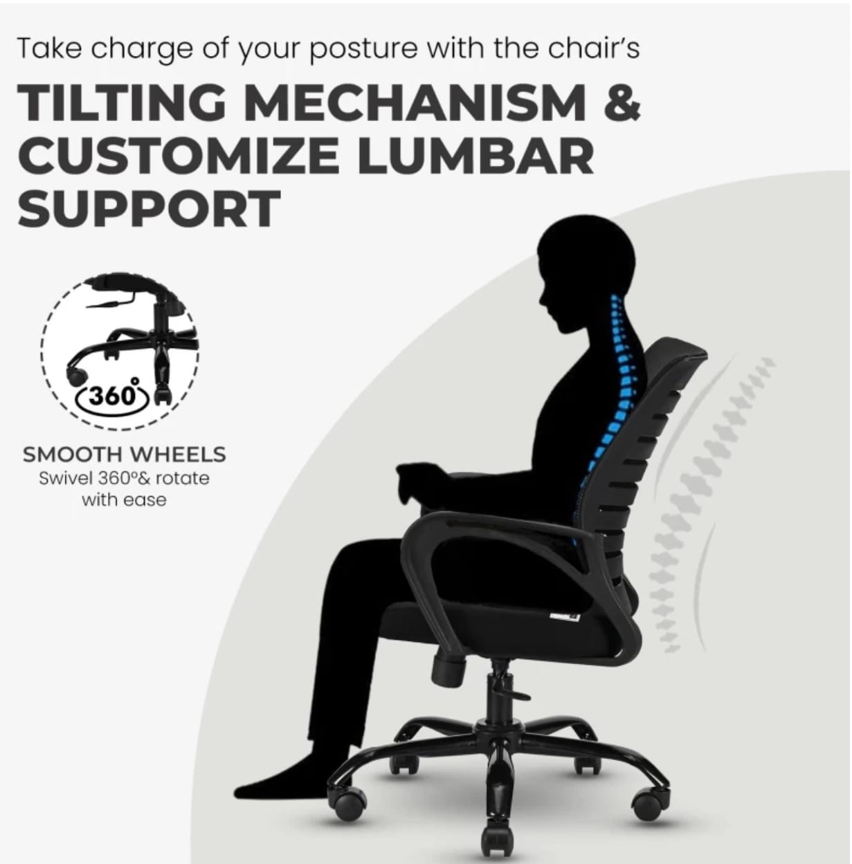 IAFA Diego Mid Back Ergonomic Office Chair with Heavy Duty Black Metal Base Mesh Office Arm Chair (Black, DIY (Do-It-Yourself))