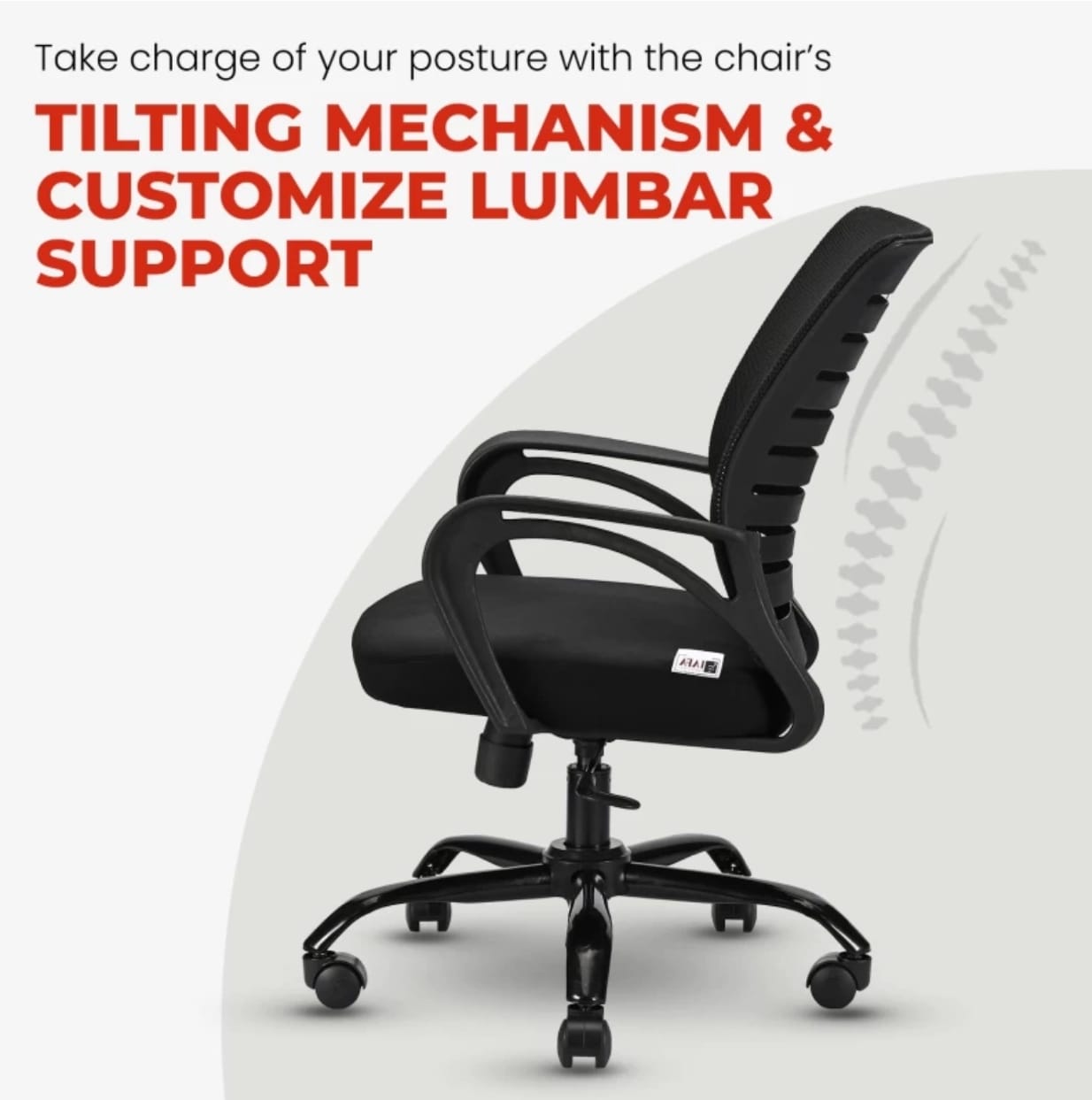 IAFA Diego Mid Back Ergonomic Office Chair with Heavy Duty Black Metal Base Mesh Office Arm Chair (Black, DIY (Do-It-Yourself))