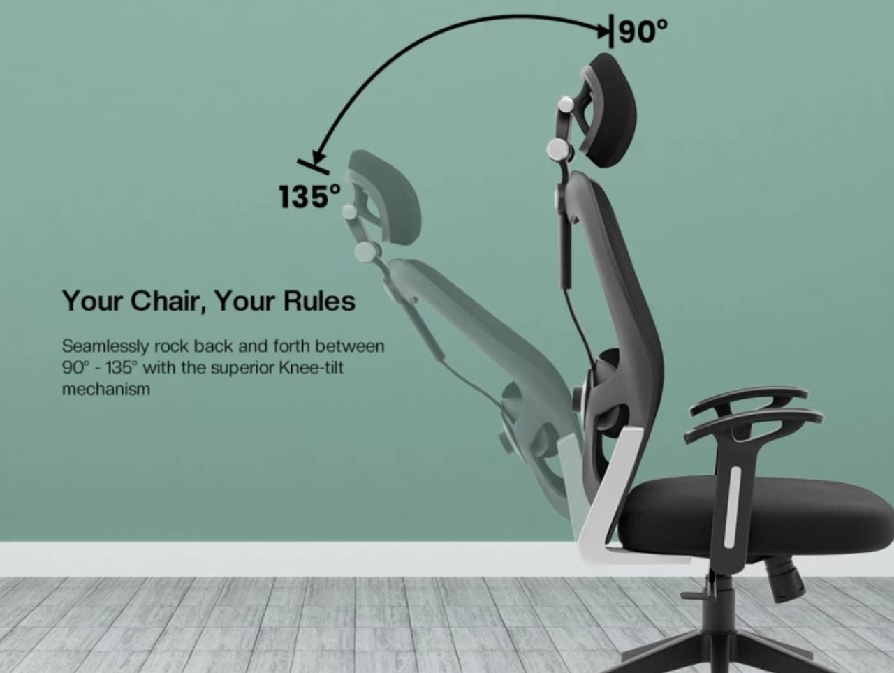GREEN SOUL NewYork Go High Back Ergonomic | Home, Office, WFH|Lumbar Support Tilt Mesh Office Arm Chair (Black, Optional Installation Available)